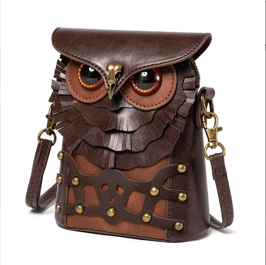 ㉖HANDBAG Medieval Contrasting Color Riveted Ladies Shoulder Bag Punk Owl MINI Satchel