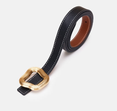 ⑮ HANDMADE Women's Belt Double Sided Free Matching Pant Belt Designer New Head Layer Cowhide Decorative Belt