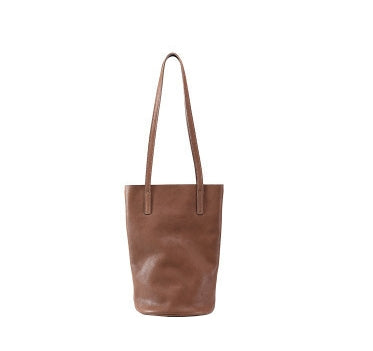 ⑱ HANDMADE Lazy Bucket Bag Female Genuine Leather Shoulder Bag Retro Simple Soft Leather Commuter Large Capacity Tote Bags